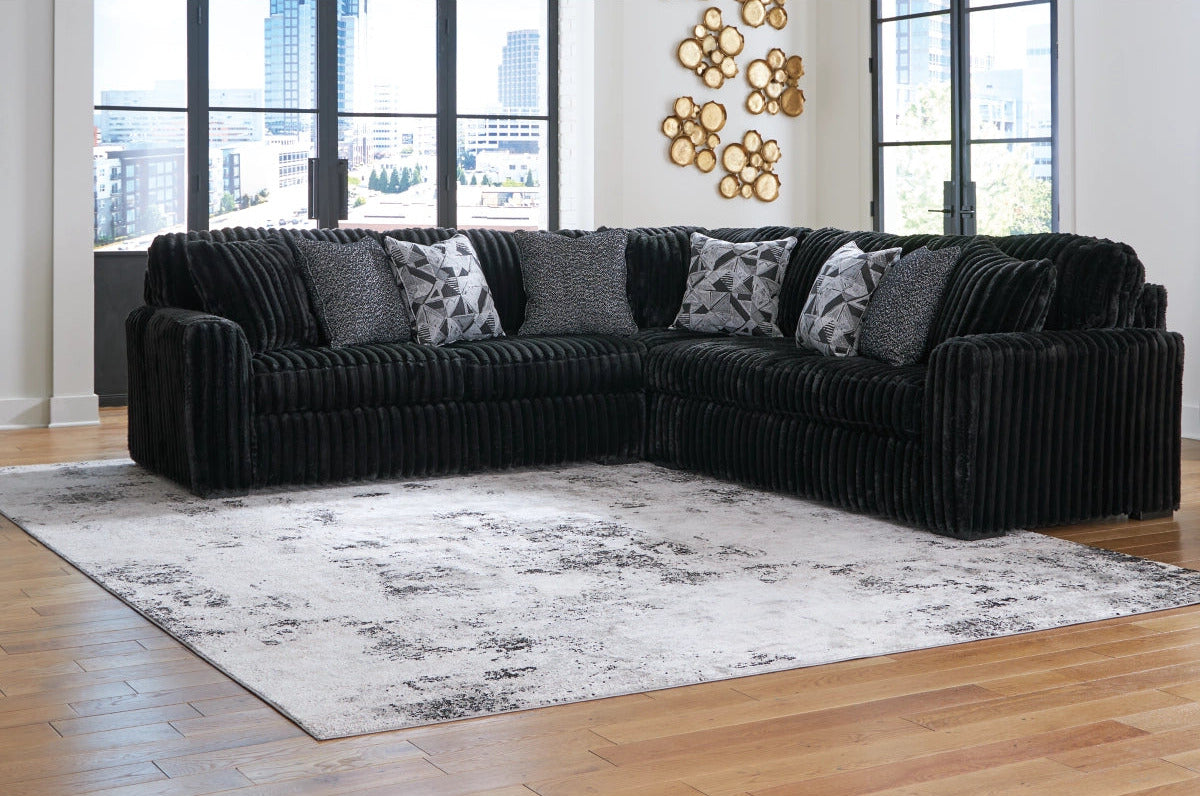 Ashley 98103S6 Midnight Madness Onyx 3 Piece Sectional