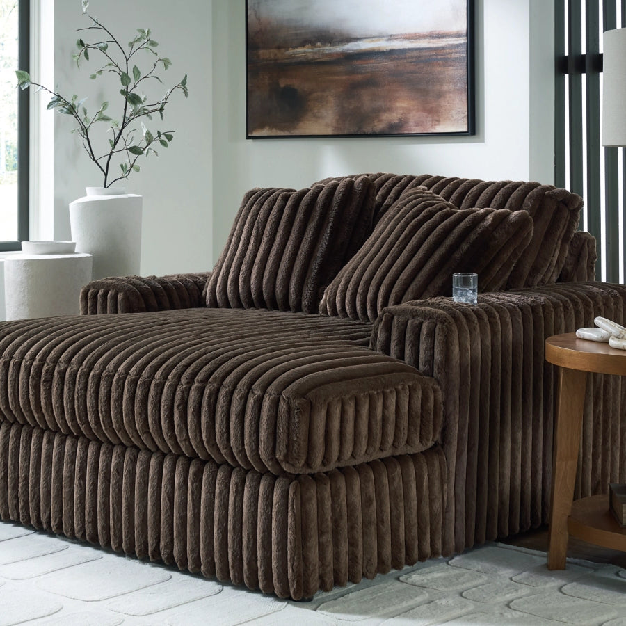 Ashley 9810415 Midnight Madness Chocolate Oversized Chaise w/ Cup Holders