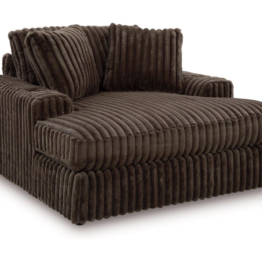 Ashley 9810415 Midnight Madness Chocolate Oversized Chaise w/ Cup Holders