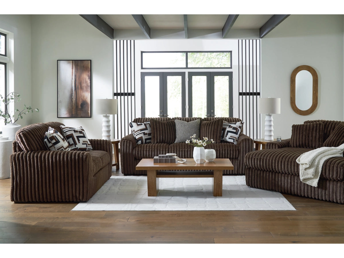 Ashley 9810415 Midnight Madness Chocolate Oversized Chaise w/ Cup Holders
