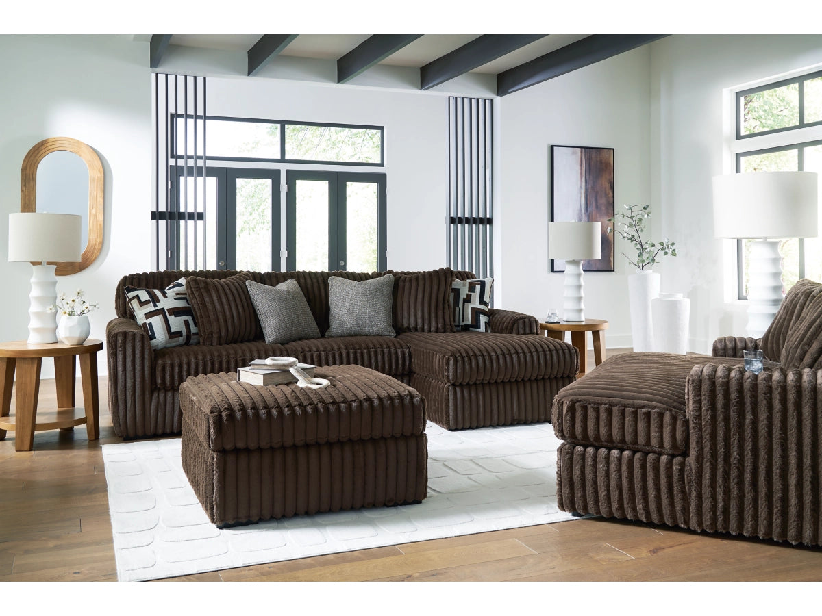 Ashley 98104S2 Midnight-Madness Chocolate 2-Piece Sectional Sofa with RHF Chaise ( Special Order )
