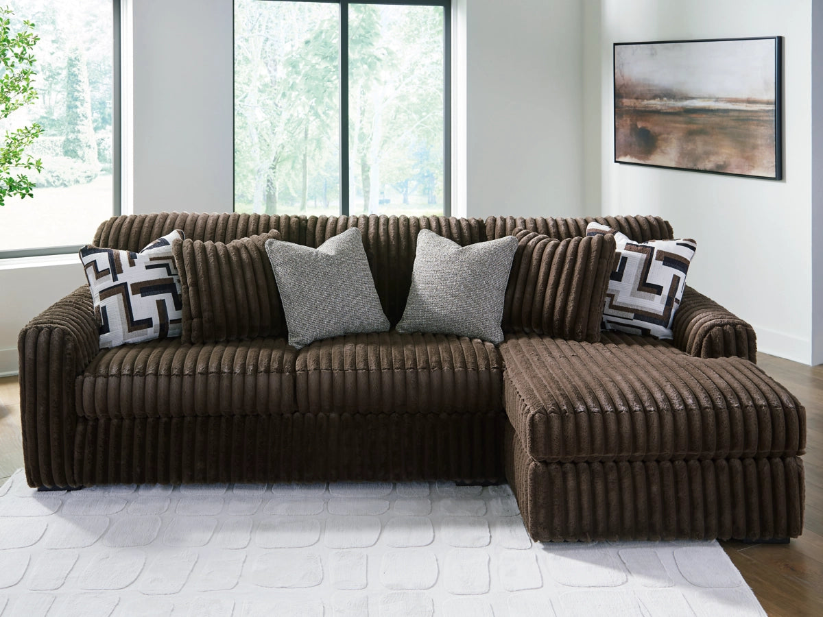 Ashley 98104S2 Midnight-Madness Chocolate 2-Piece Sectional Sofa with RHF Chaise ( Special Order )