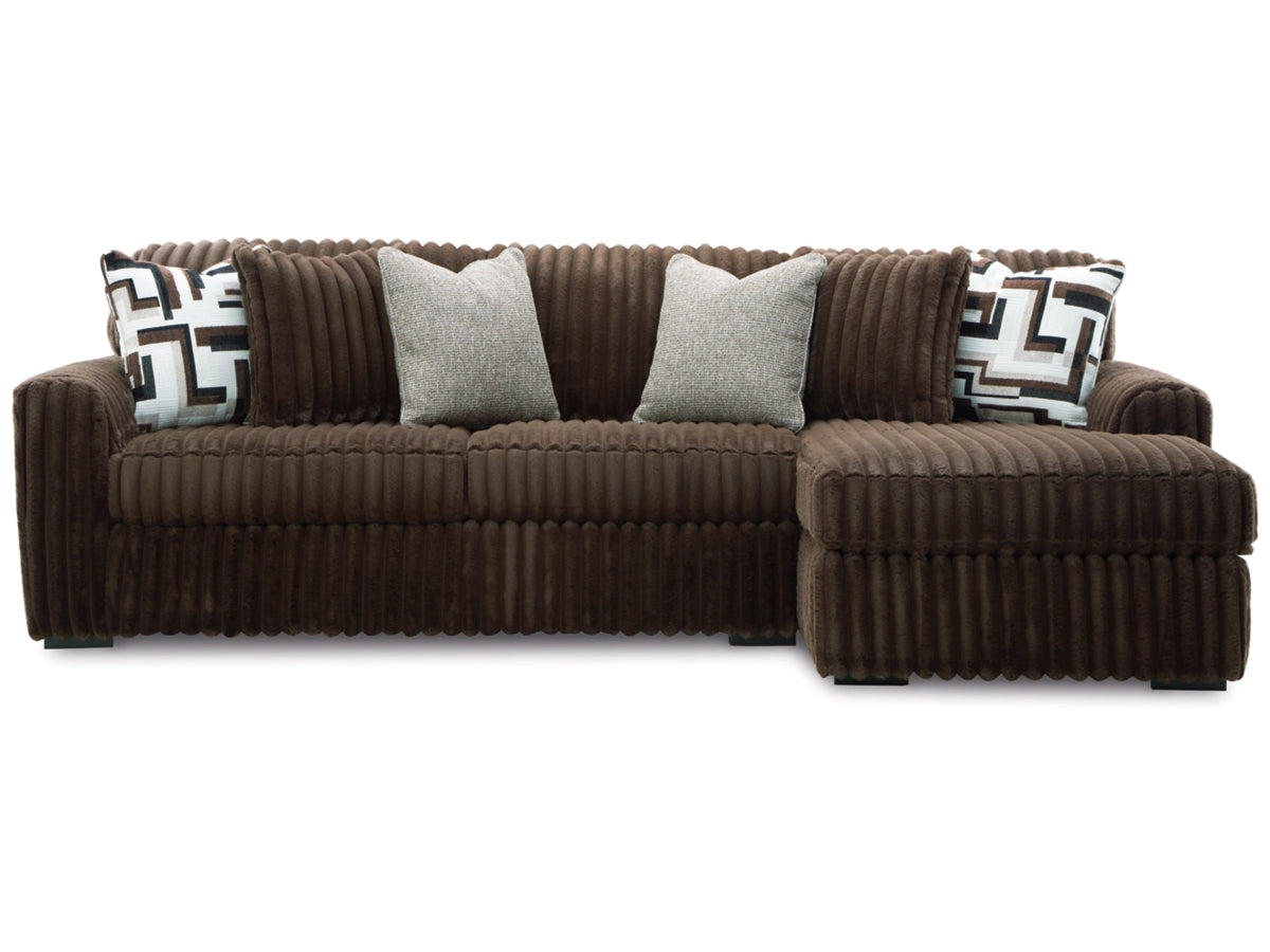Ashley 98104S2 Midnight-Madness Chocolate 2-Piece Sectional Sofa with RHF Chaise ( Special Order )