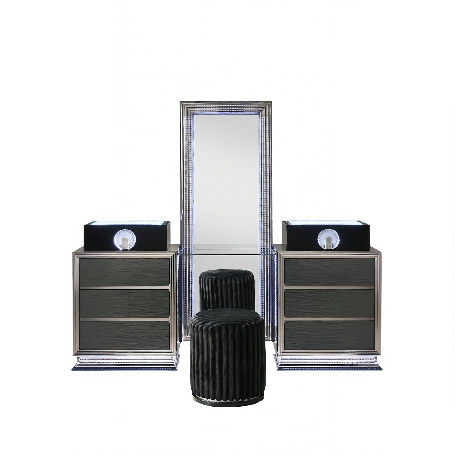 FOA FM72020DG-V-SET Noire LED Vanity w/ Stool Set