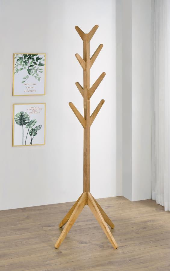 Coaster 983271 Margaret Solid Wood Coat Rack Clothing Hanger Natural Oak
