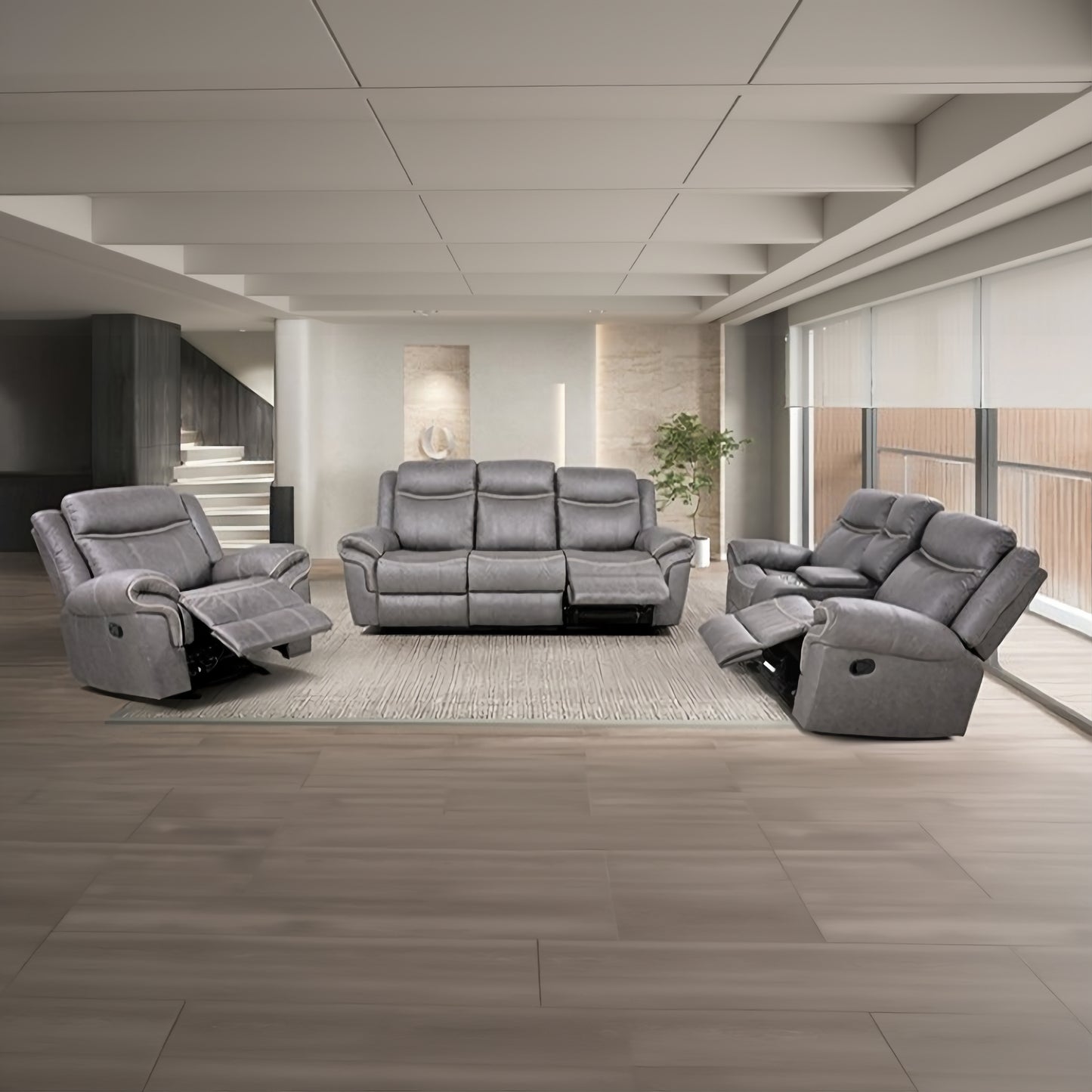 FOA NX6001WG-SF Agata Warm Gray Manual Sofa