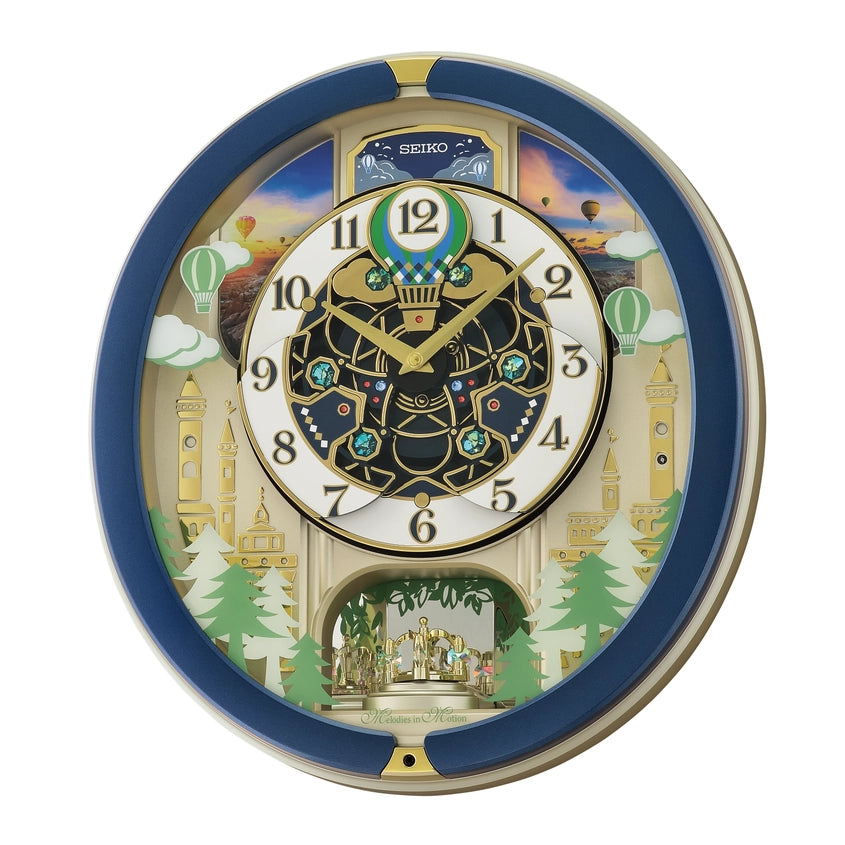 Seiko Blue Pine Fantasy Hot Air Balloon Ride Melodies Clock Music