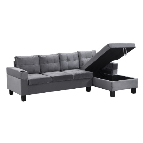 Milton K214S00003 2 Piece Gray Sectional Sofa w/ Storage Chaise