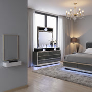 FOA FM72020DG-DM Noire Gray & Black LED Dresser Mirror Set