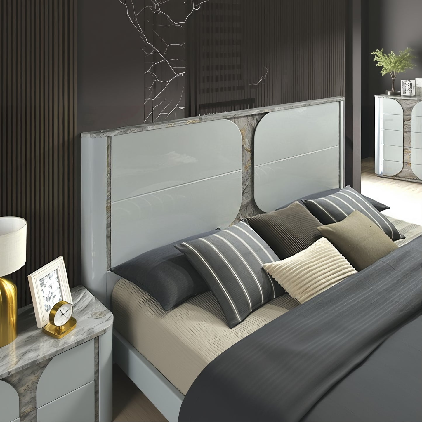 FOA FM72011LG-Q-BED Cleburne Queen LED Platform Bed