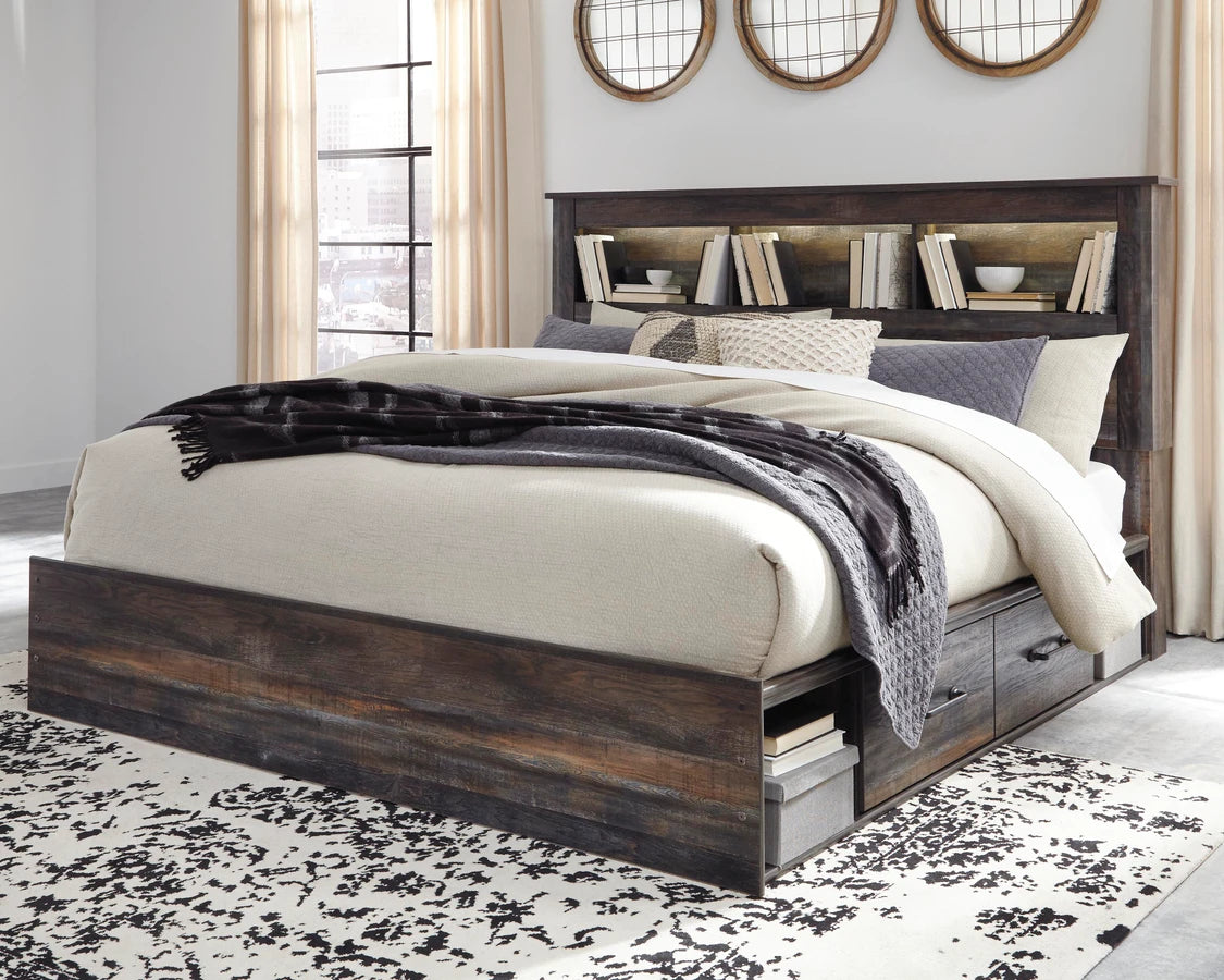 Ashley B211B51 Drystan King Bookcase Bed with 2 Storage Drawers ( Special Order )