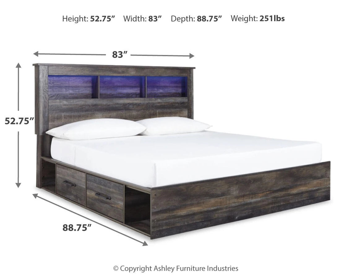 Ashley B211B51 Drystan King Bookcase Bed with 2 Storage Drawers ( Special Order )