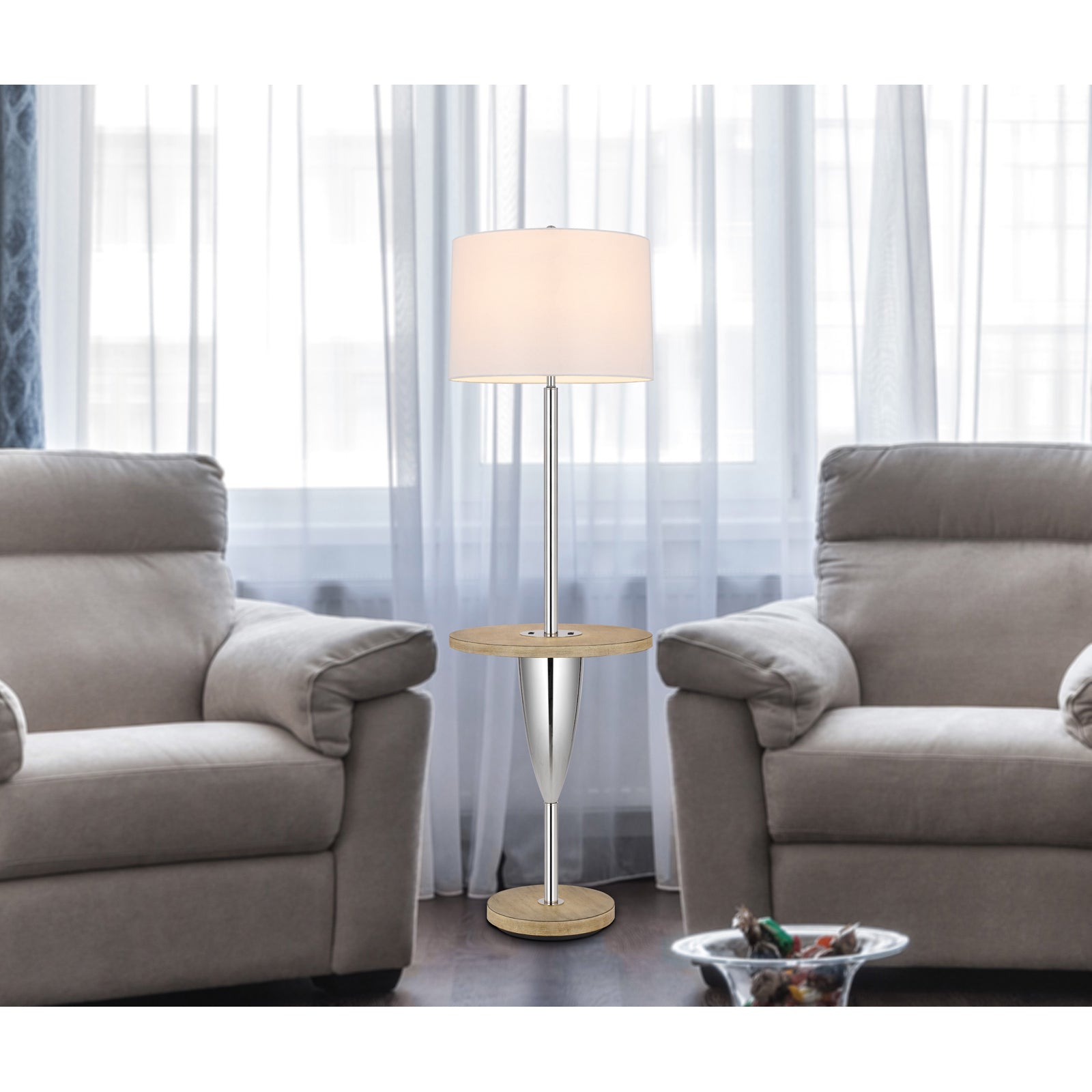 Cal Lighting BO-3054TFL Lockport Tray Table Floor Lamp
