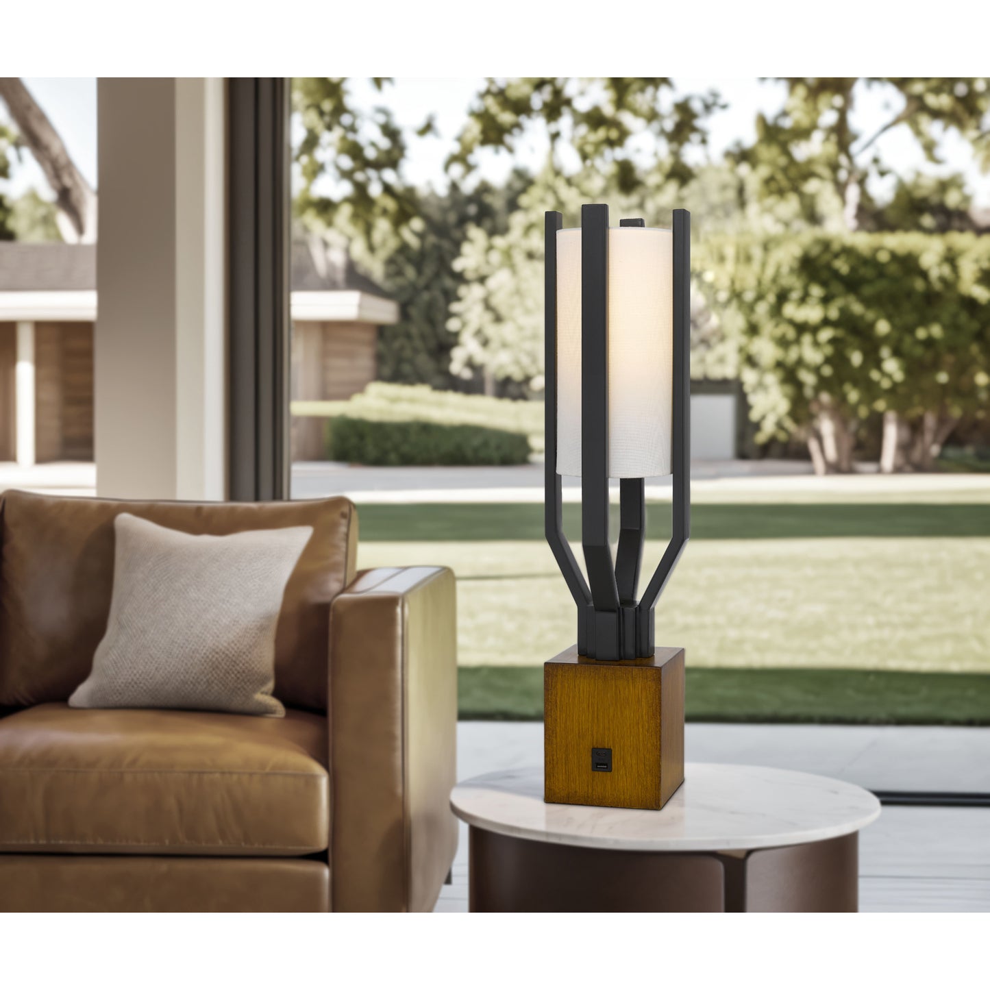 Cal Lighting BO-3233TB Keene Metal Table Lamp w/ USB's