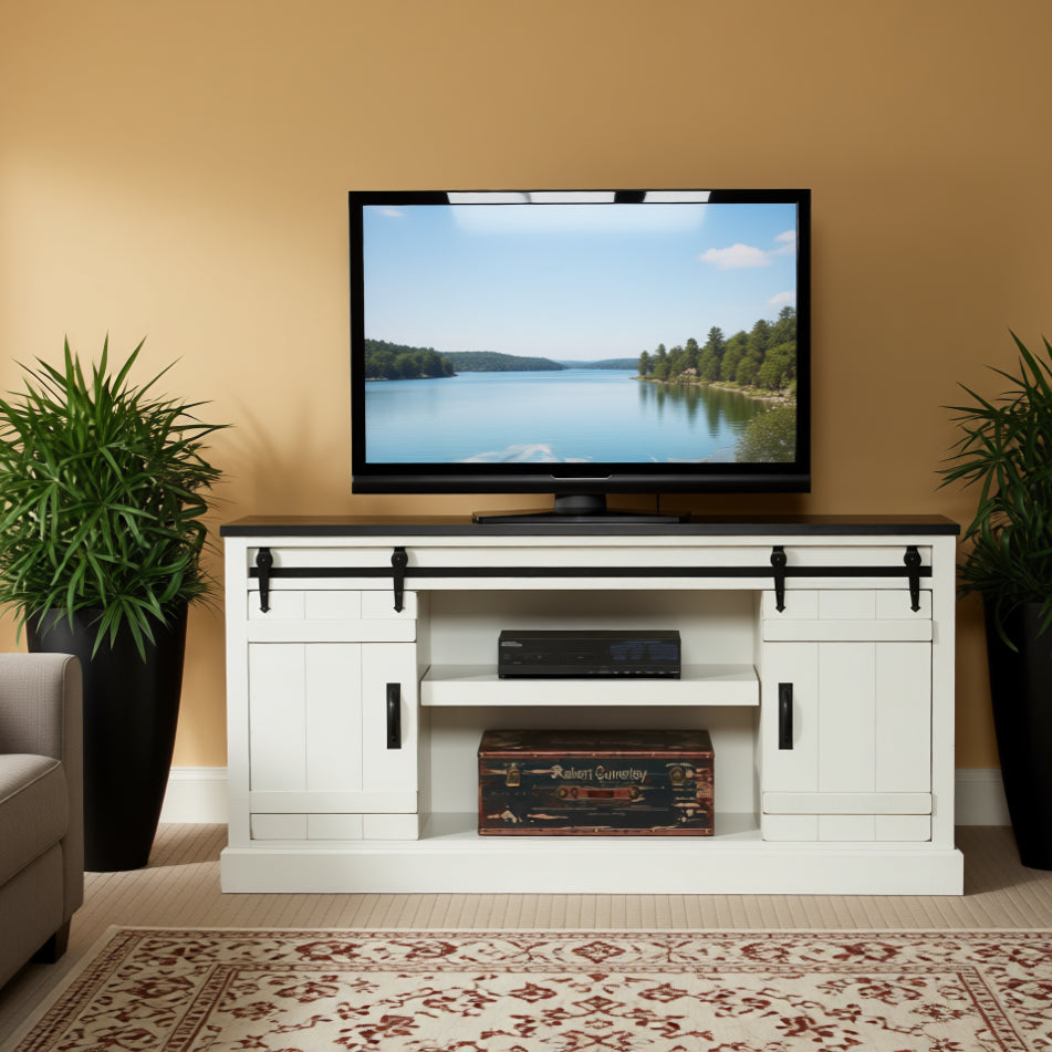 Milton DSE7233BDC-HG-COA Descano Coast Gray Barndoor TV Stand Console