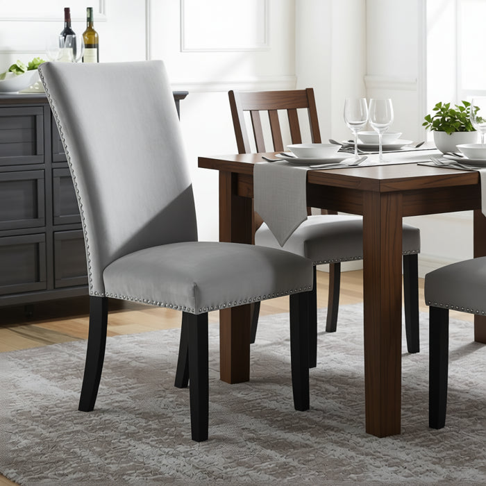 FOA CM3744GY-SC Kian Velvet Grey Side Chairs