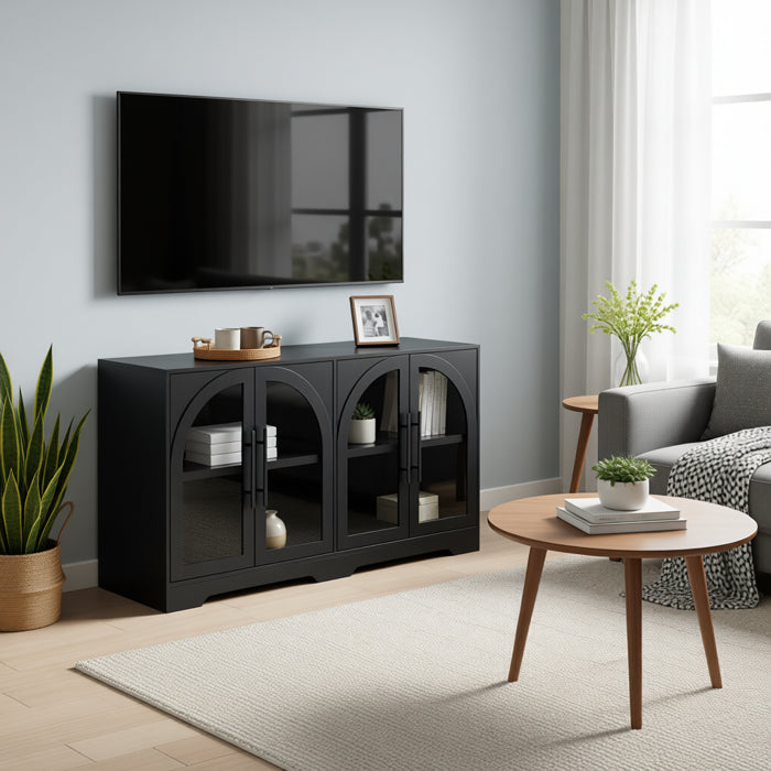 FOA SL-AC8000BK-3A Halstead Black TV Stand