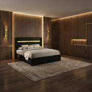 FOA FM72015BK-EK Lucida Black LED Platform King Bed