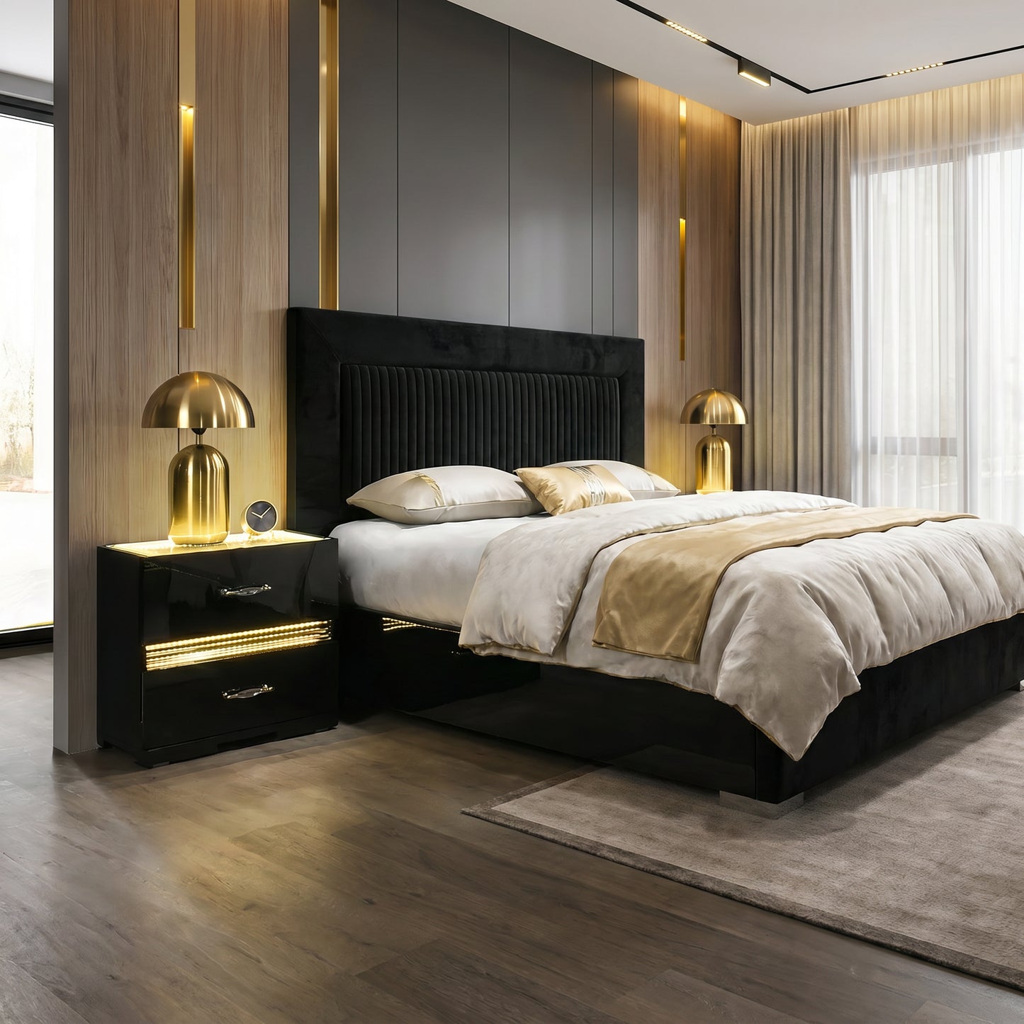FOA FM72015BK-N Lucida Black LED Nightstand