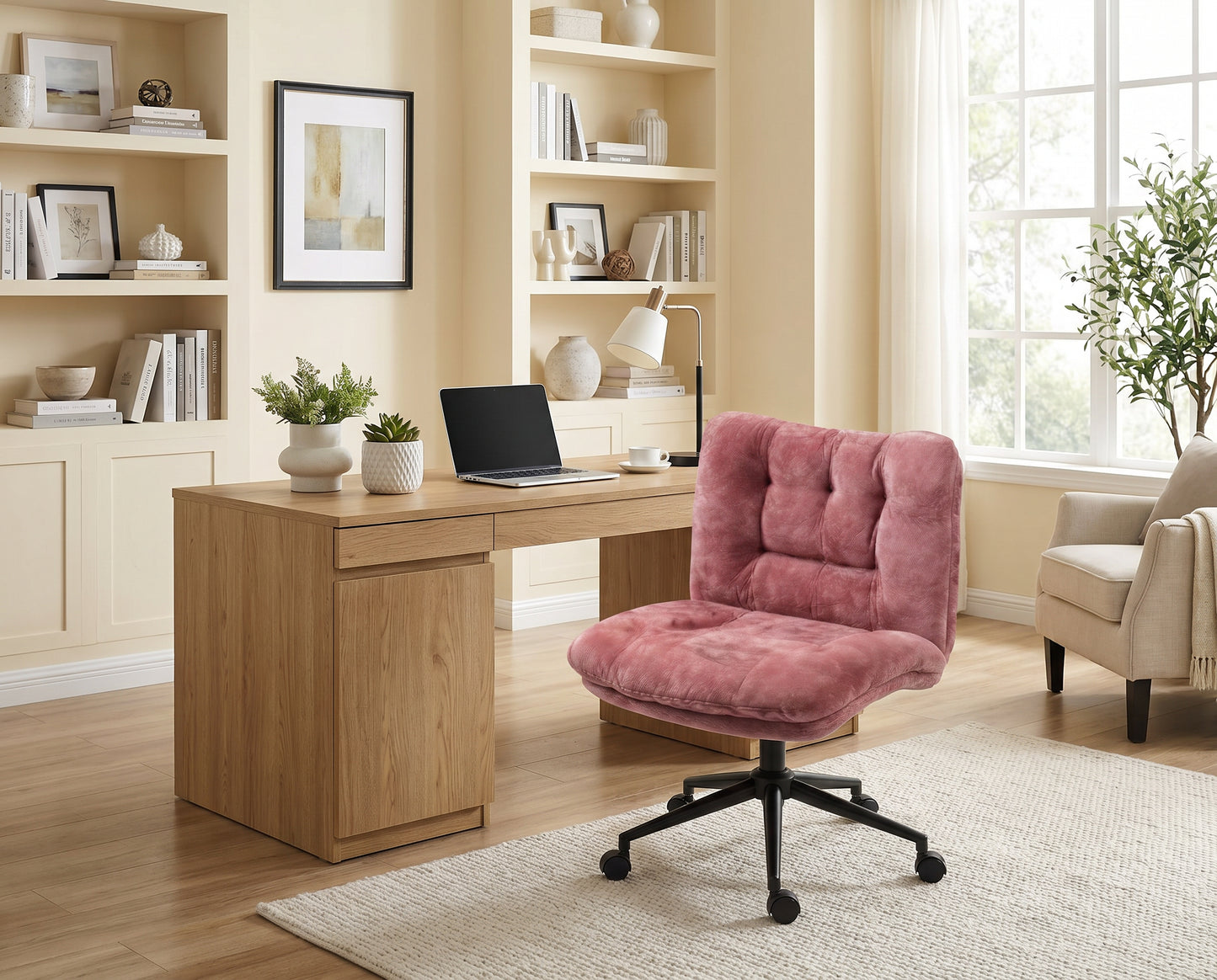 Milton QL-66H2-05 Wine Red Velvet Criss Cross Office Chair