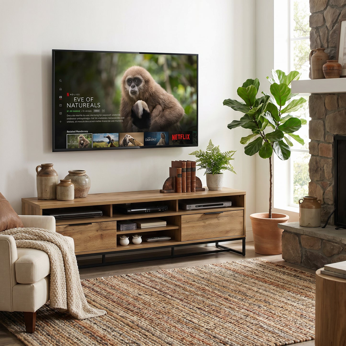 Milton 2020 71" Oak 3 Shelves & 2 Drawers TV Stand