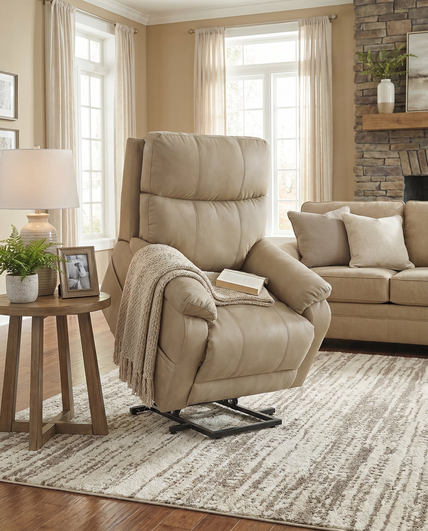 Ashley 4070912 Next-Gen Durapella Sand Performance Fabric Power Lift Recliner