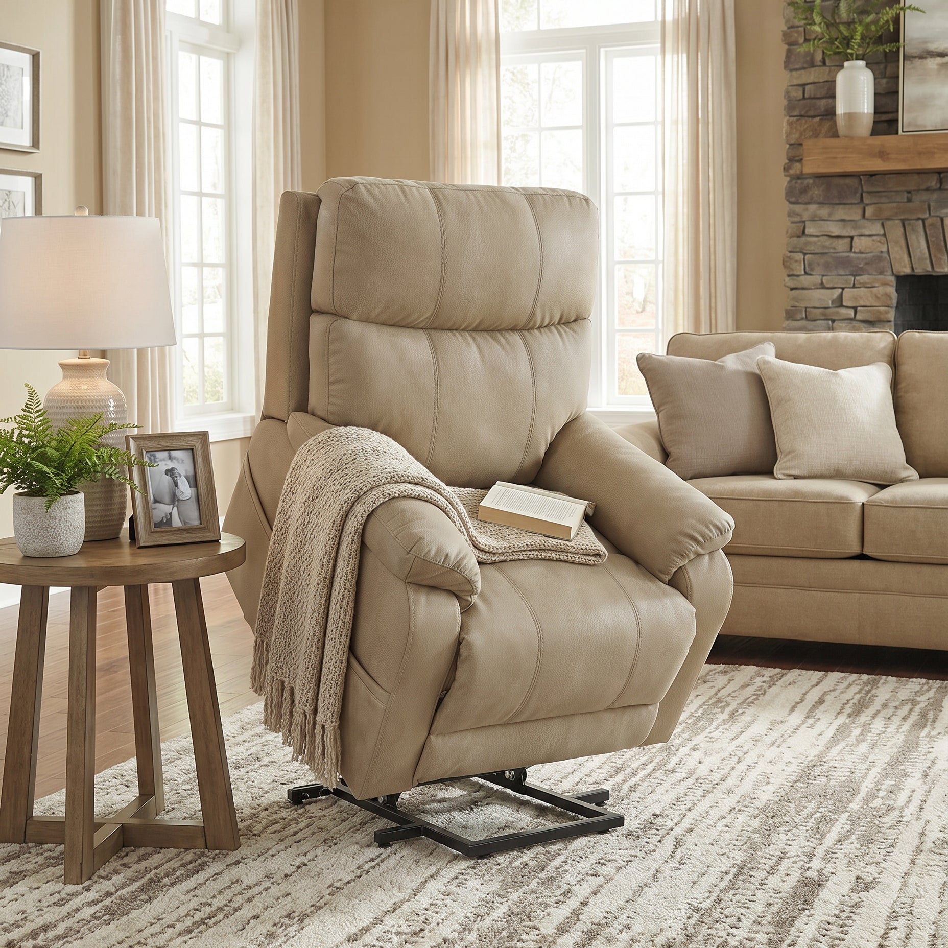 Ashley 4070912 Next-Gen Durapella Sand Performance Fabric Power Lift Recliner