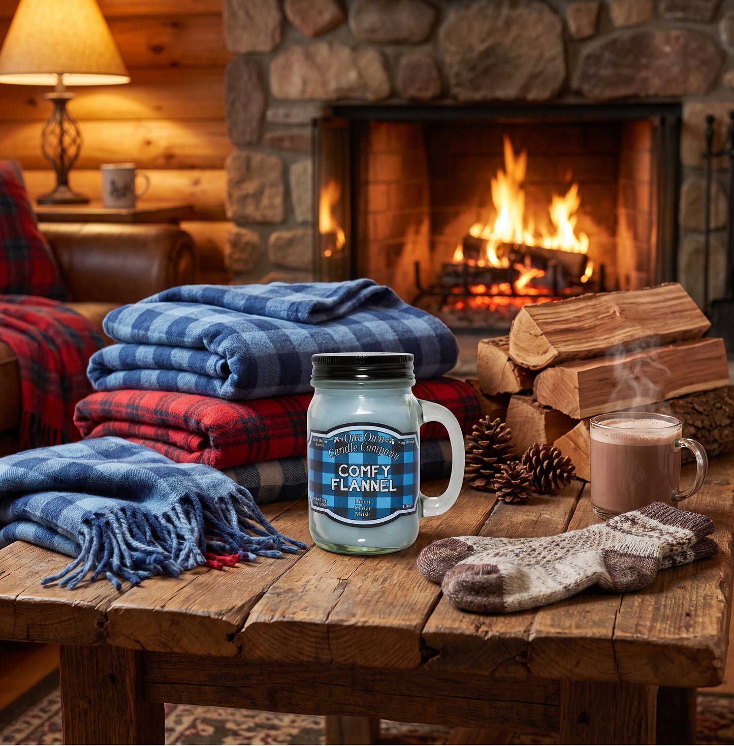 Our Own Candle Company Comfy Flannel Mason Jar