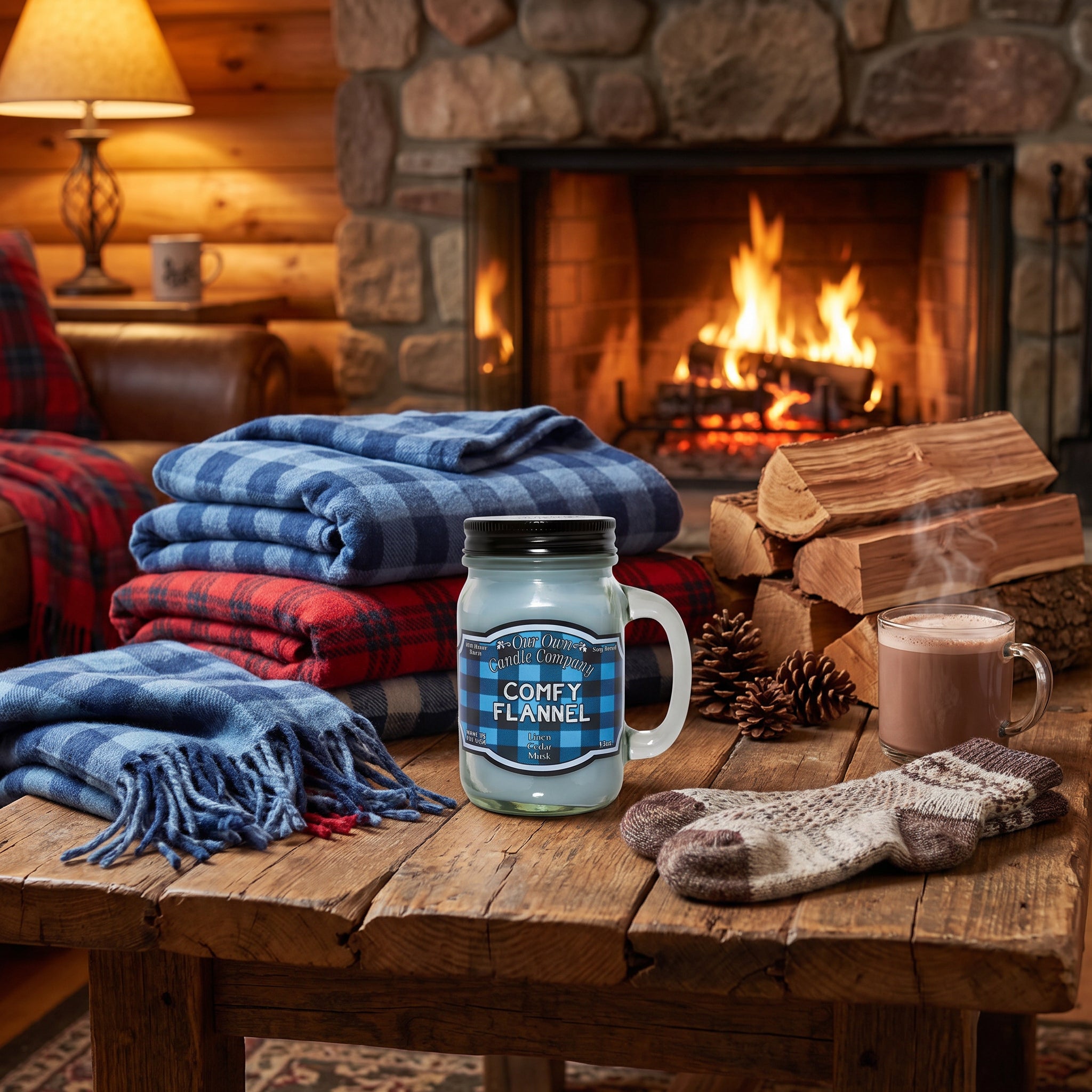 Our Own Candle Company Comfy Flannel Mason Jar