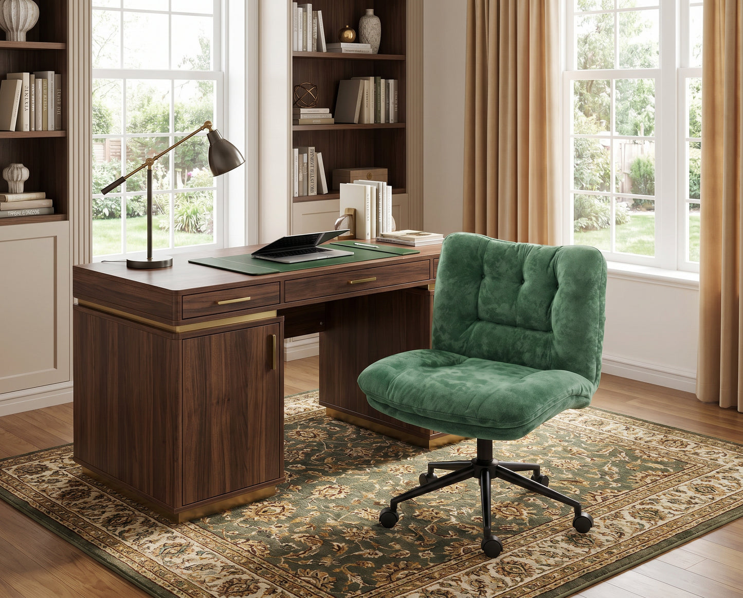 Milton QL-66H2-02 Olive Green Velvet Criss Cross Office Chair