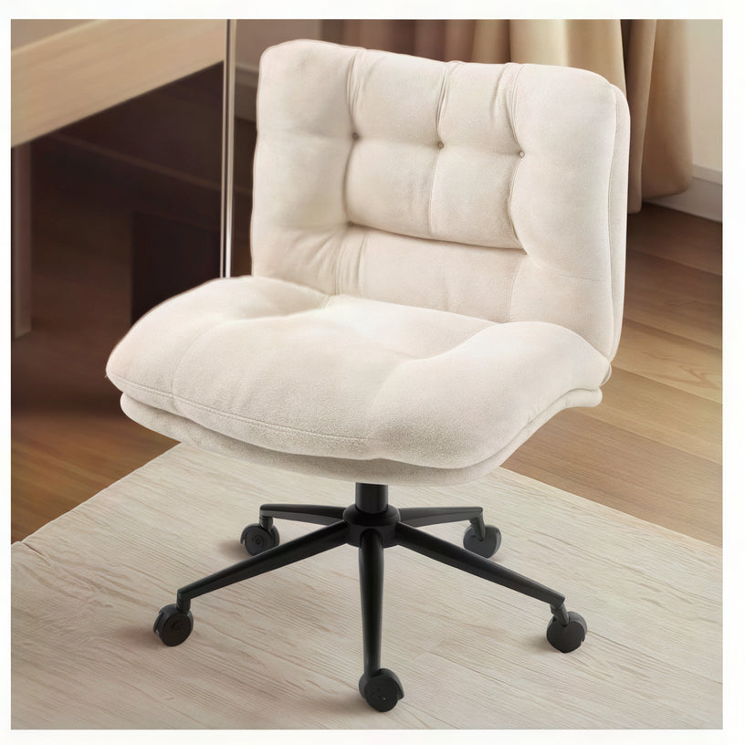 Milton QL-66H2-01 Ivory Beige Velvet Criss Cross Office Chair