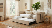 Milton 7609 Beige Rolled Arms Daybed w/ Twin Trundle