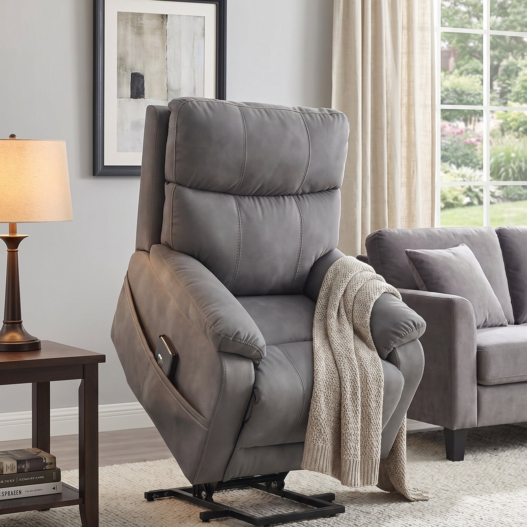 Ashley 4070812 Next-Gen Durapella Slate Performance Fabric Power Lift Recliner