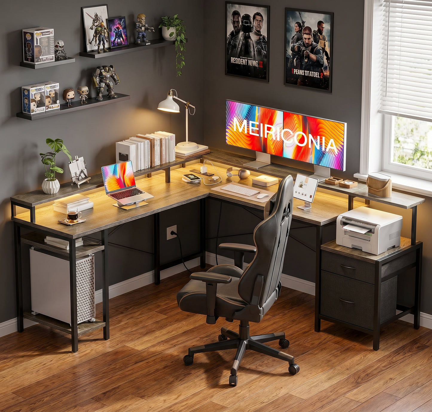 Milton XHQ02-X.01.02.05.A6604 Natural Gray 112" Corner L Shape Office Desk