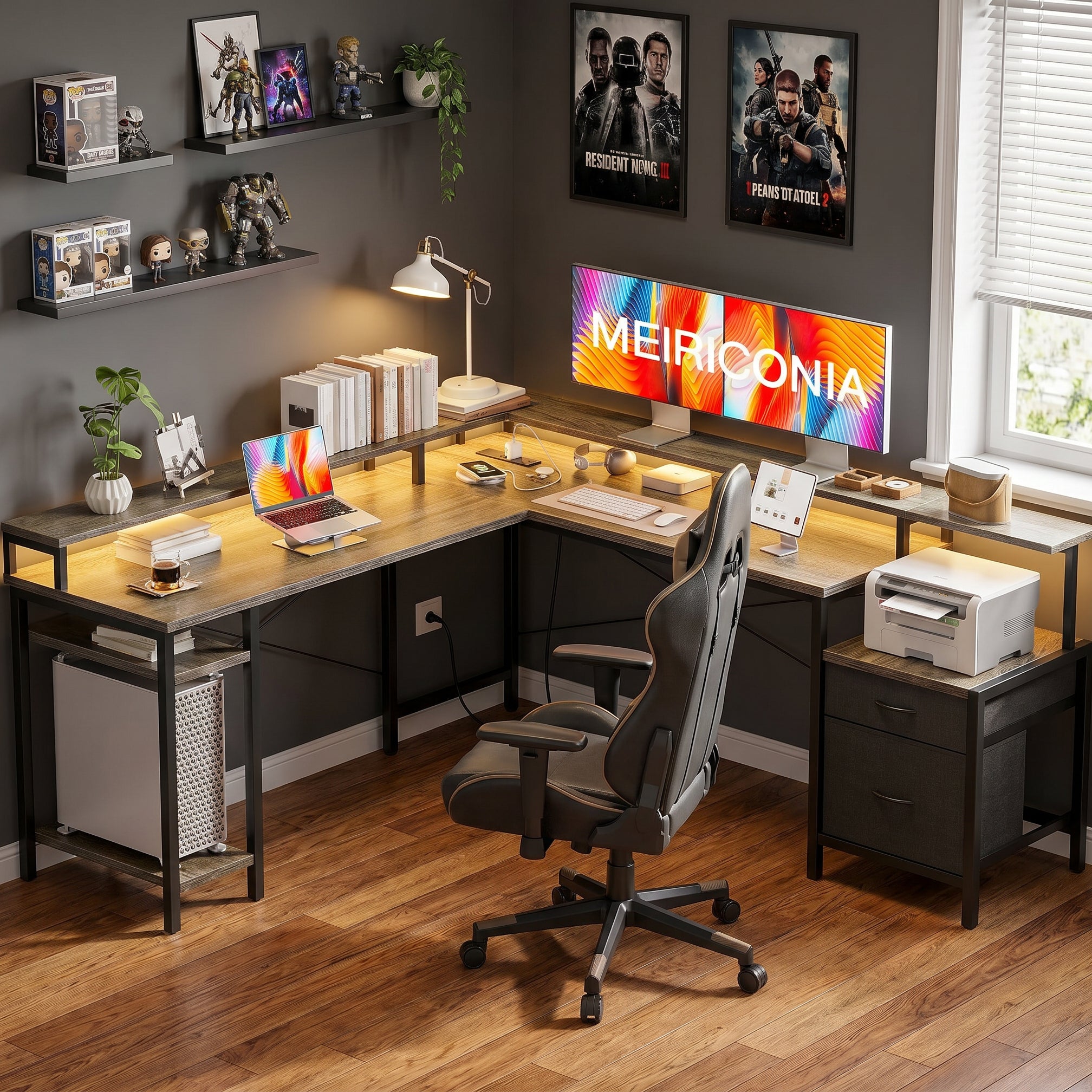Milton XHQ02-X.01.02.05.A6604 Natural Gray 112" Corner L Shape Office Desk