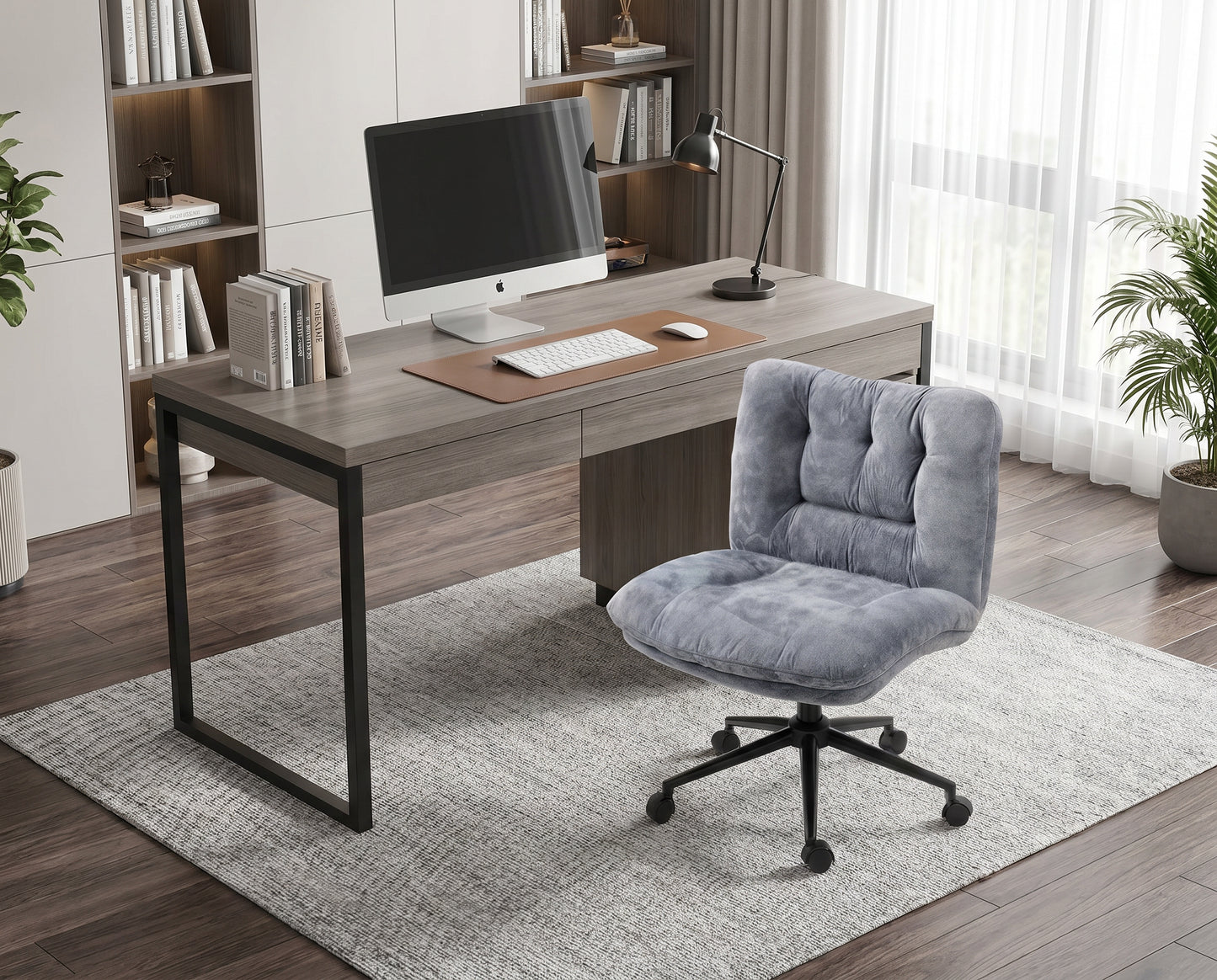 Milton QL-66H2-04 Ash Gray Velvet Criss Cross Office Chair