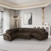 Milton 8241 Chocolate Right Hand Facing Cuddler Sectional w/ Pull Out & Storage