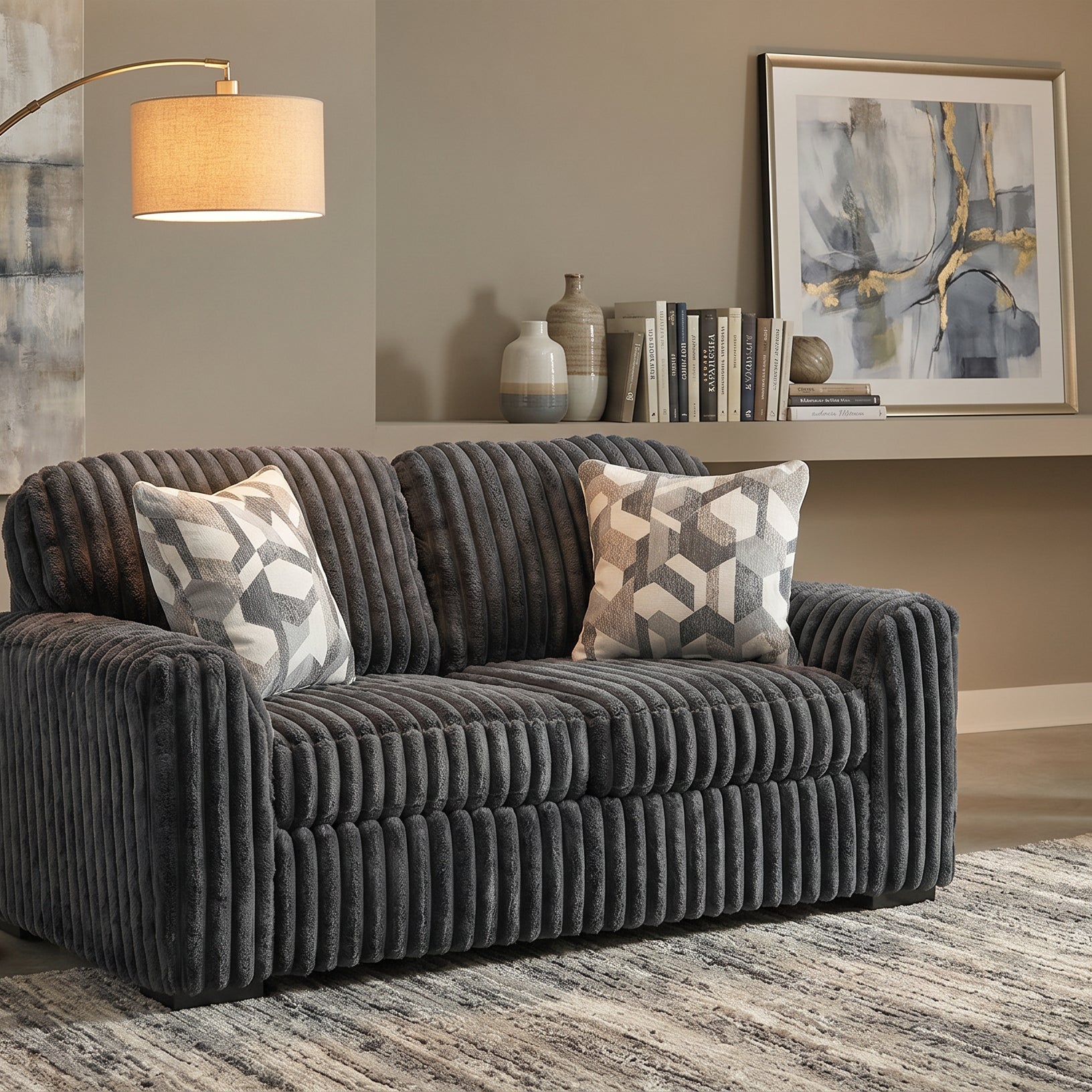 Ashley 9810535 Midnight Madness Gun Metal Loveseat