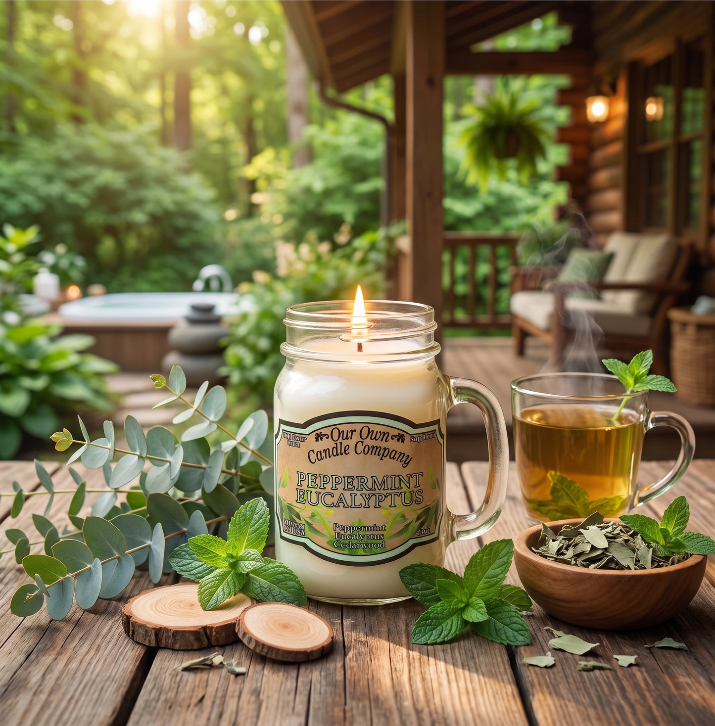 Our Own Candle Company Peppermint & Eucalyptus Mason Jar Candle