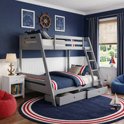 FOA FM-BK003GY-BED Emilee Gray Twin / Full Bunk Bed w/ Underbed Drawers