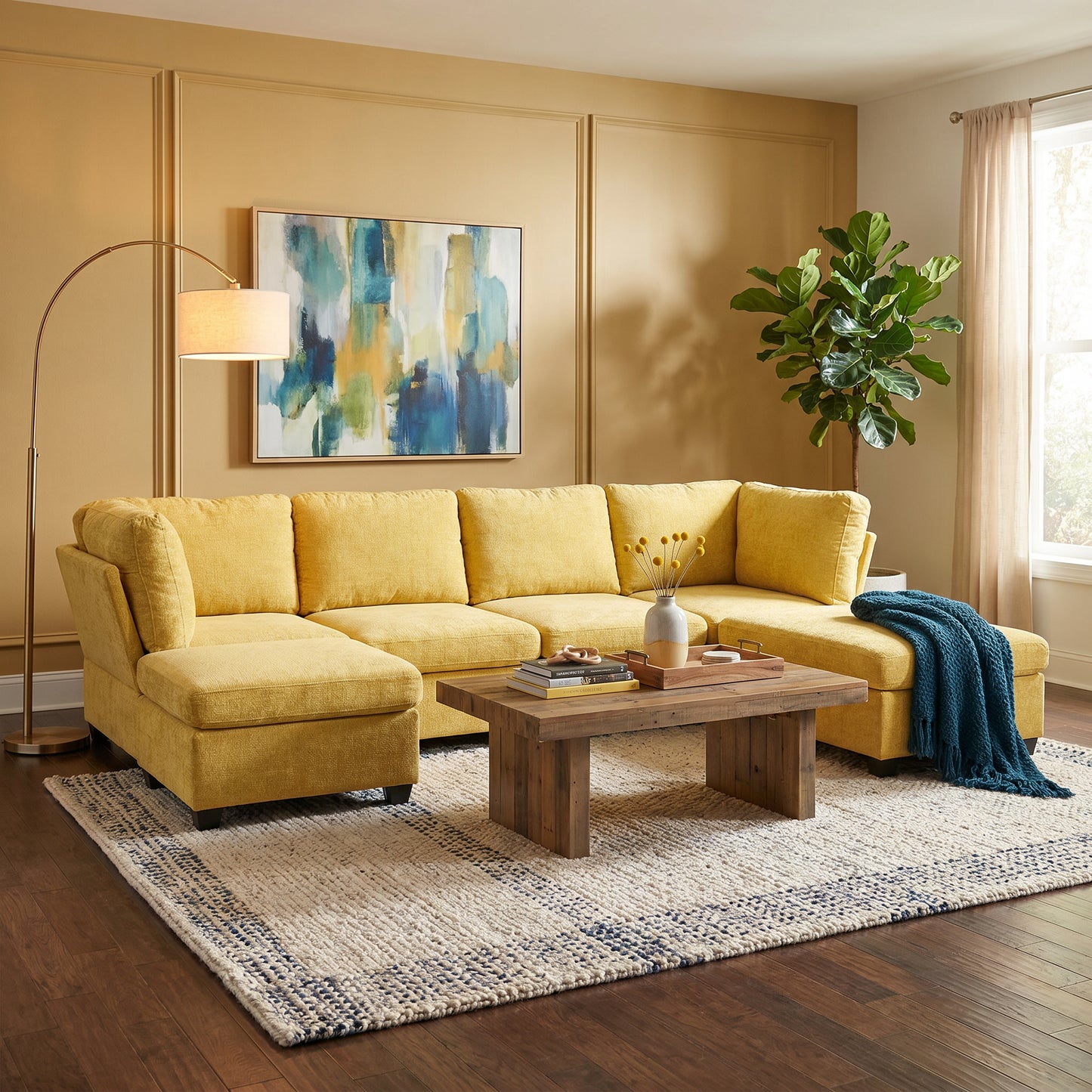 Milton Yellow Double Chaise Sectional