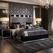 FOA FM72020DG-EK-BED Noire Gray & Black King LED Bed