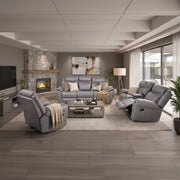 FOA NX6001WG Agata Warm Gray Manual Sofa & Glider Loveseat Set