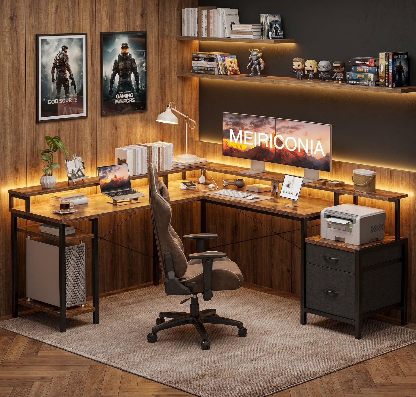 Milton XHQ02-X.01.02.05.A6603 Rustic Brown 112" Corner L Shape Office Desk