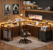 Milton XHQ02-X.01.02.05.A6603 Rustic Brown 112" Corner L Shape Office Desk