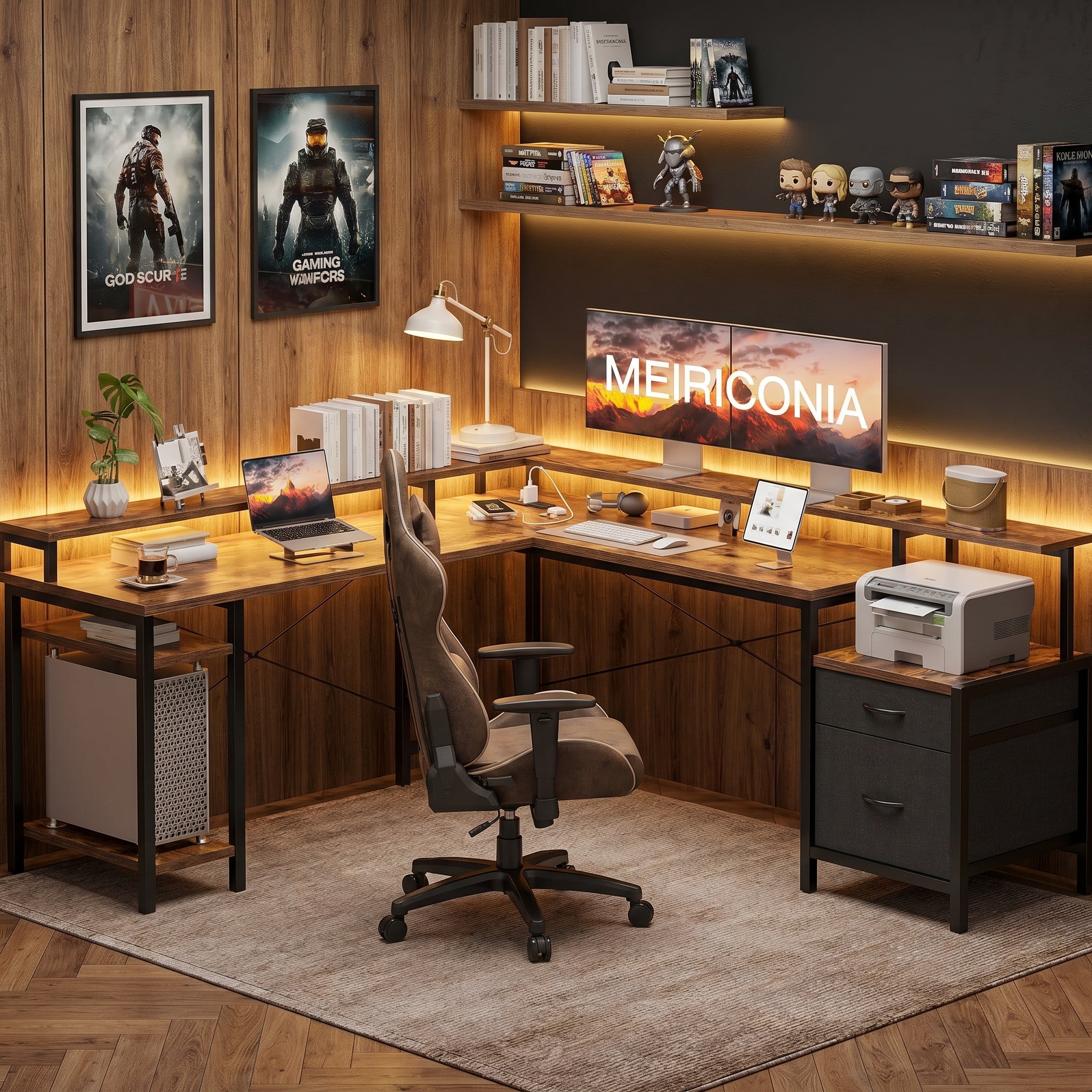 Milton XHQ02-X.01.02.05.A6603 Rustic Brown 112" Corner L Shape Office Desk
