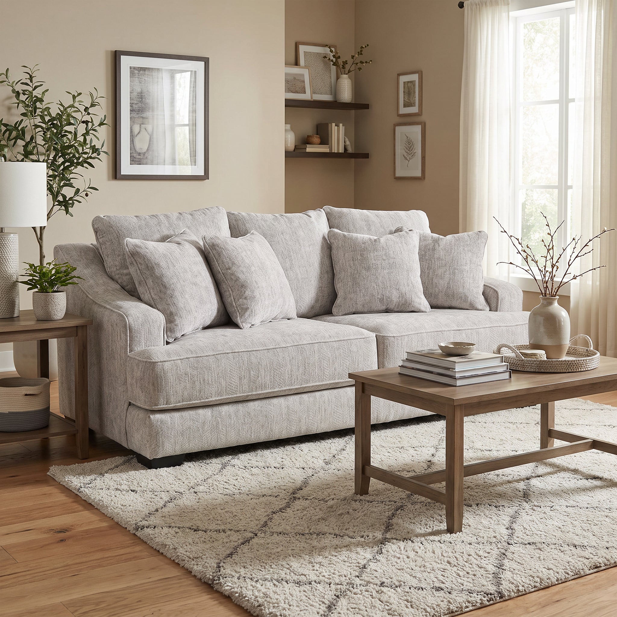 Stanton 37601 Zaftig Dove Sofa w/ Alessio Dove & Zaftig Dove Pillows