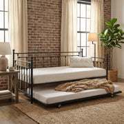 Milton 7620 Victorian Style Black Metal Day Bed w/ Twin Trundle