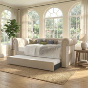 Milton 7609 Beige Rolled Arms Daybed w/ Twin Trundle