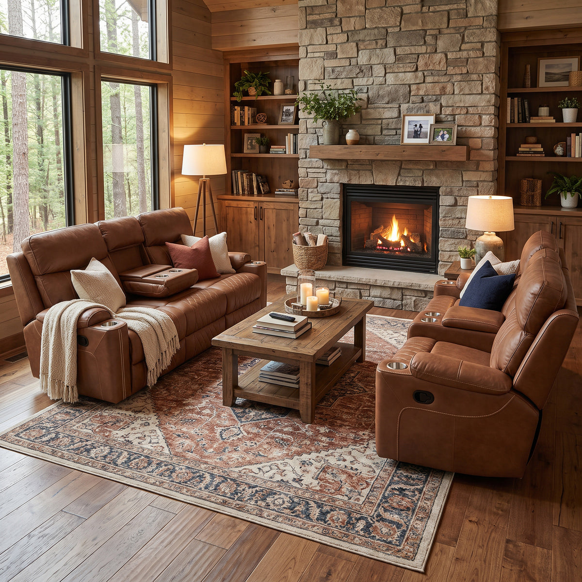 Milton 8307 Brown High Perfomance Manual Rocking Sofa Love Set